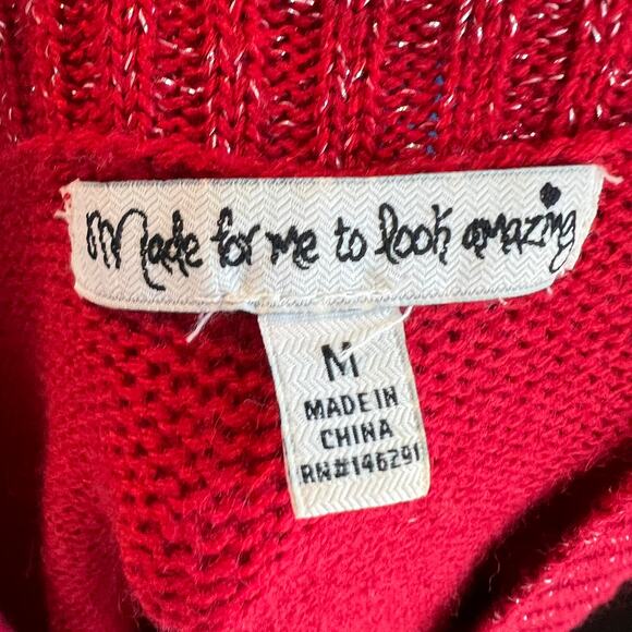 Vintage Y2K Red Knit Bodycon Sweater Mini Dress Short Sleeve Office Siren Medium - Picture 7 of 7